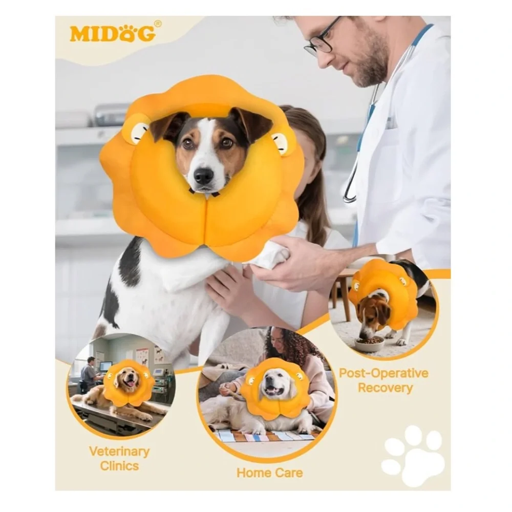 MIDOG Dog Cone Collar for Medium size Dogs Soft Inflatable Dog Cone Alternative